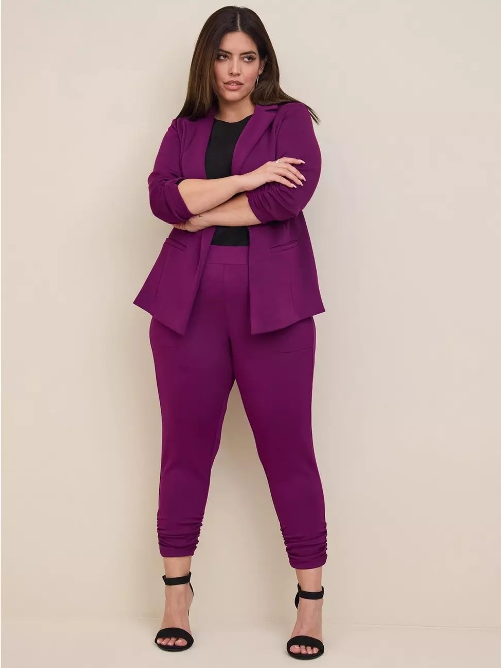 Torrid Deep Purple Berry Studio Cupro Blazer and Pant Suit Set